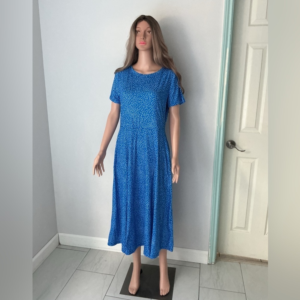 Zaberri Blue Polka Dot Midi  dress Sz L